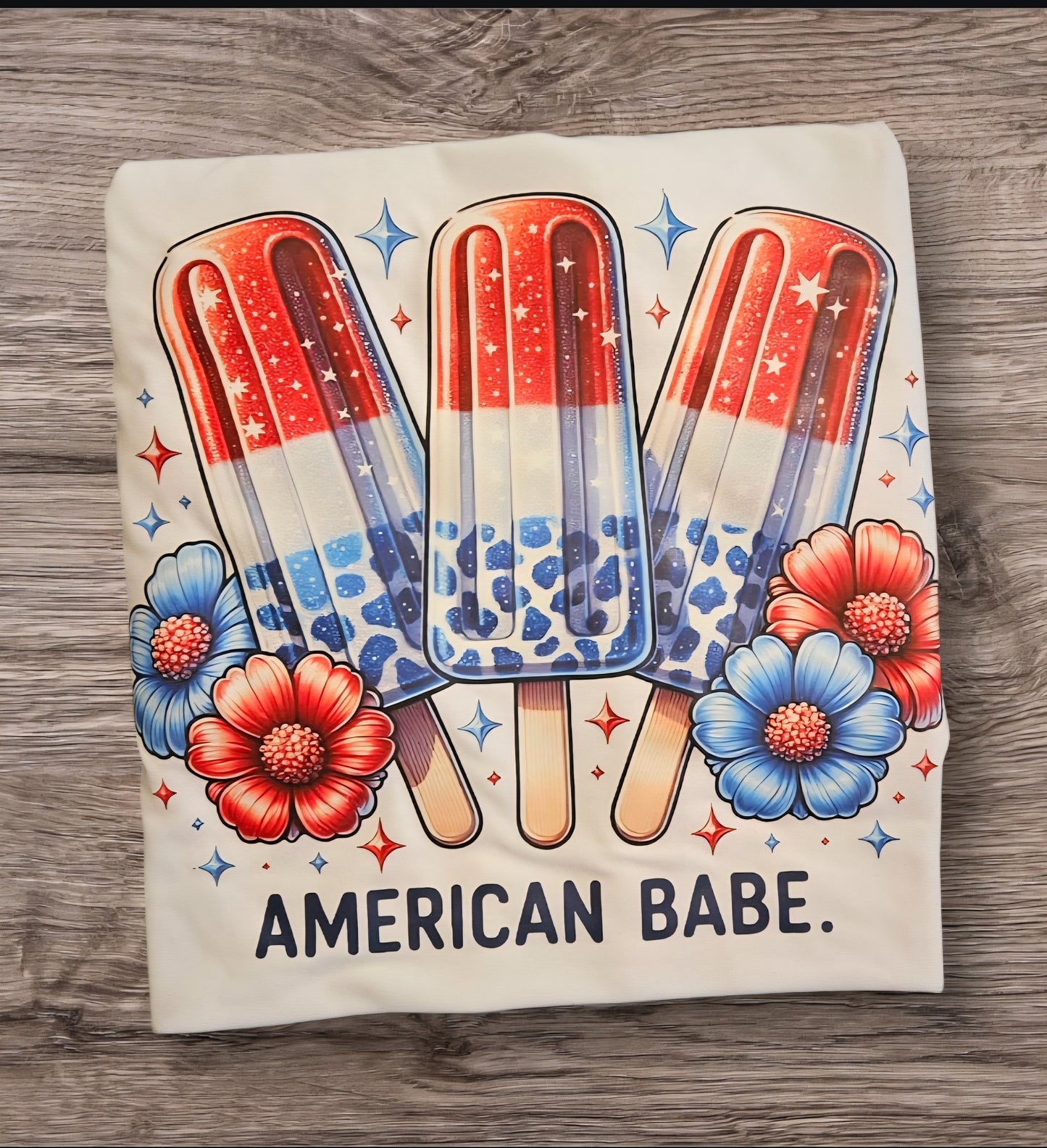 XL White V-Neck Blouse with American Babe Design