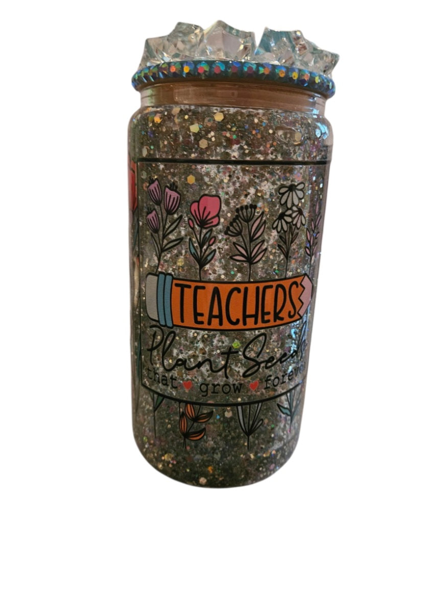 Teacher Still Snow Globe Tumbler with glitter