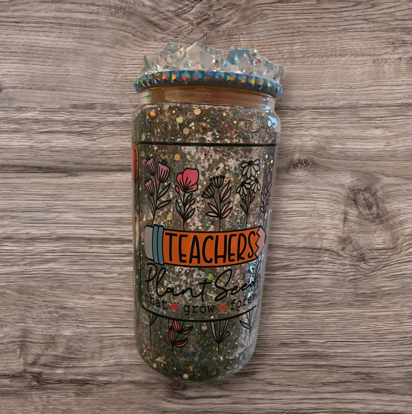 Teacher Still Snow Globe Tumbler with glitter