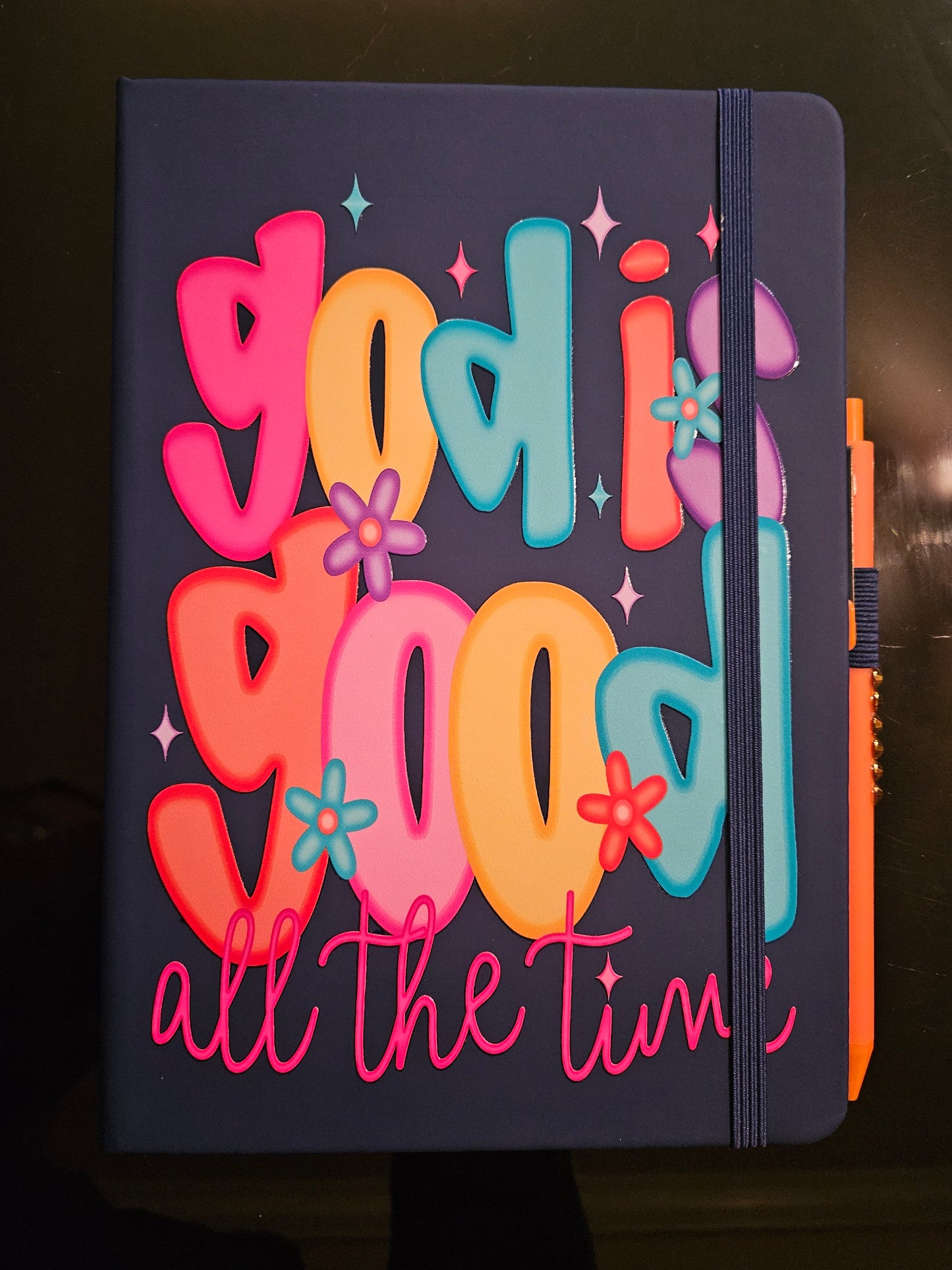 Navy Blue God is Good Journal with Bling Pen