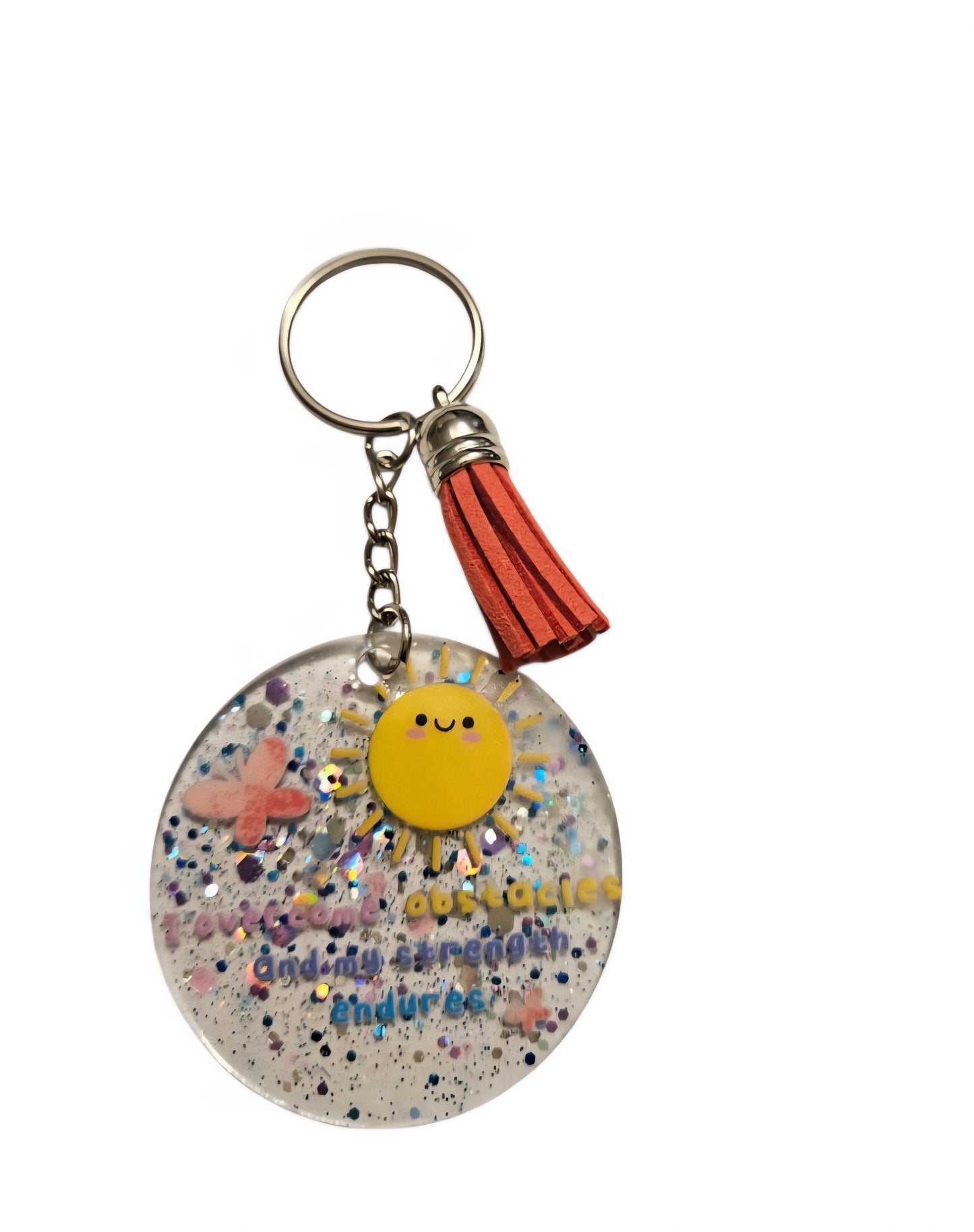 I Overcome Obstacles and my Strength Endures Keyring