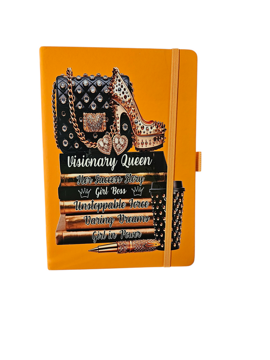 Orange Journal with the words Visionary Queen with Bling Pen
