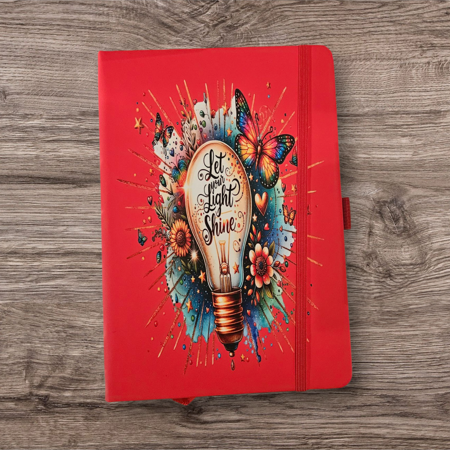 Red Journal with Let Your Light Shine with Bling Pen