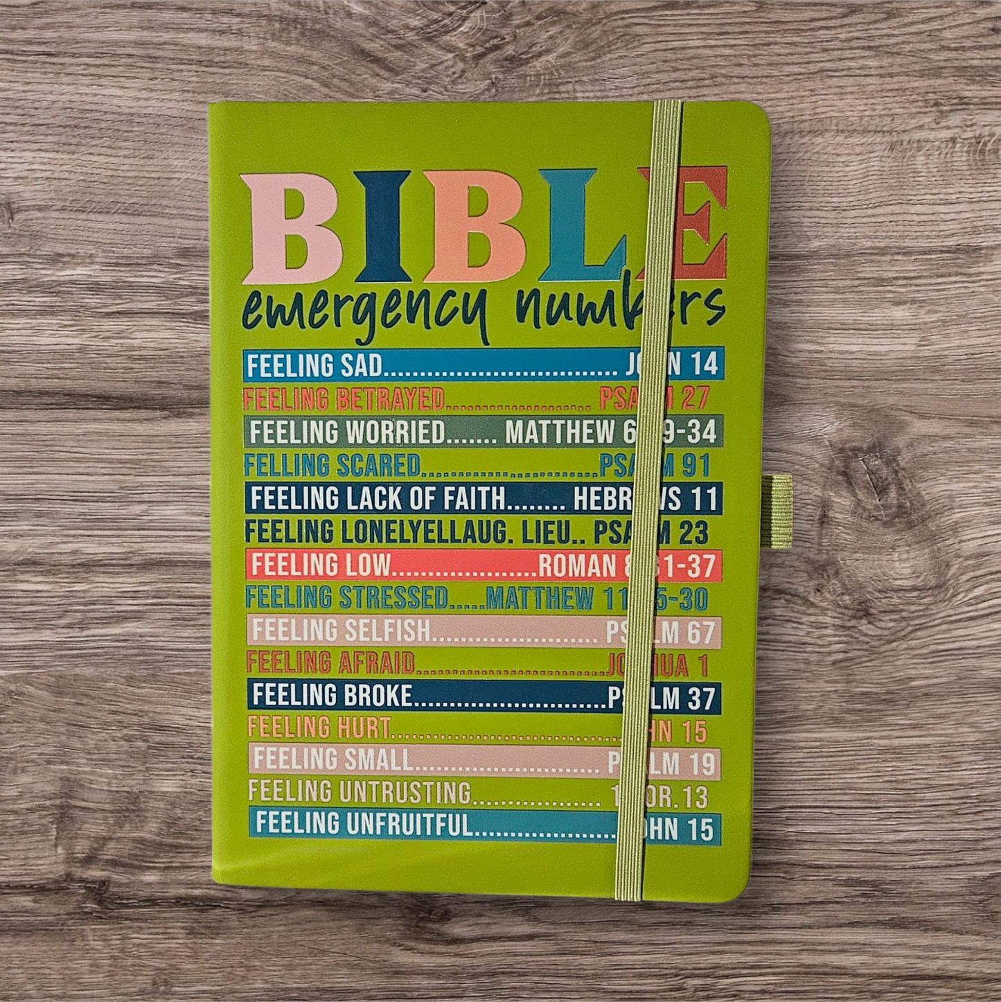 Green Bible Emergency Numbers Journal with Bling Pen