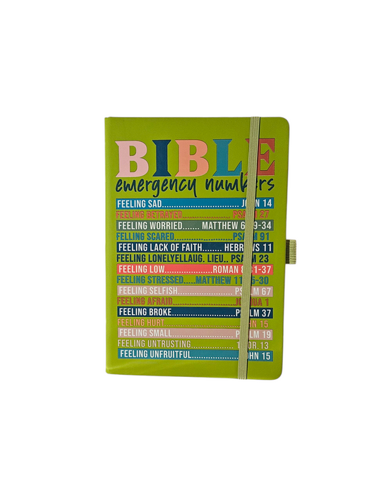 Green Bible Emergency Numbers Journal with Bling Pen