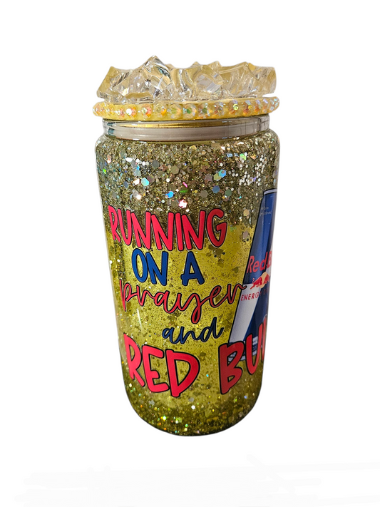 Running on a Prayer and Red Bull Snow Globe Tumbler