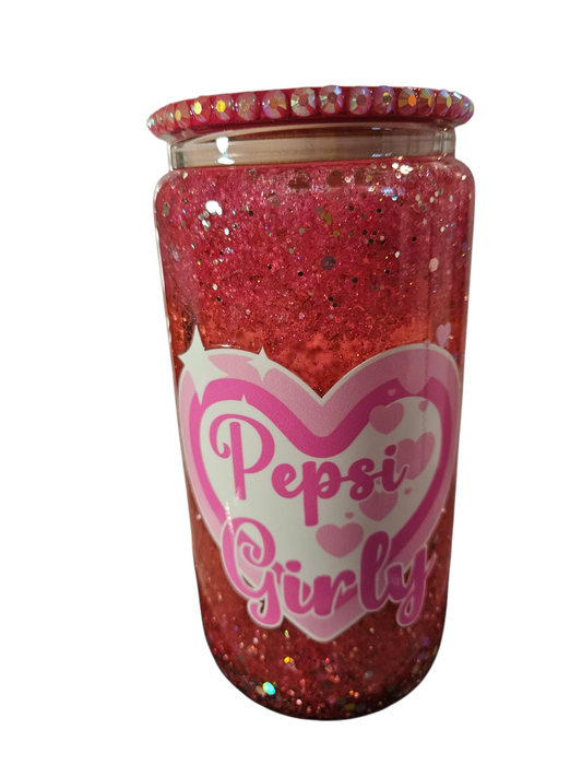 Pink and White Pepsi Girly Snow Globe Tumbler