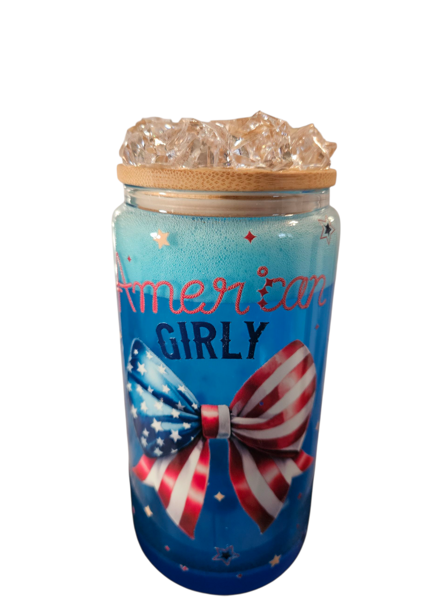 American Girly Blue Snow Globe Tumbler