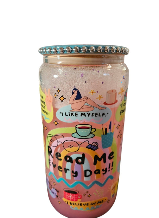 Pink Daily Affirmation Snow Globe Tumbler