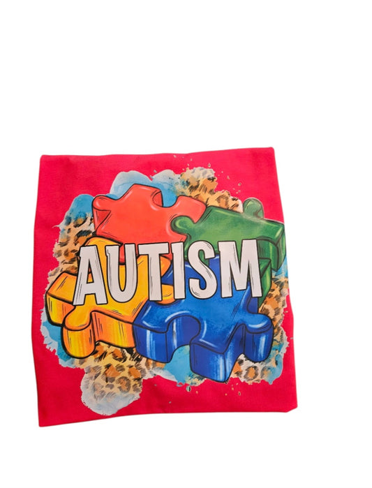 XL Red V-Neck Blouse with beautiful Autism Awareness Design