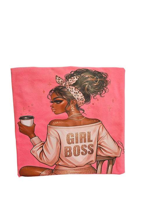 2XL Pink T-Shirt with Boss Girl Design