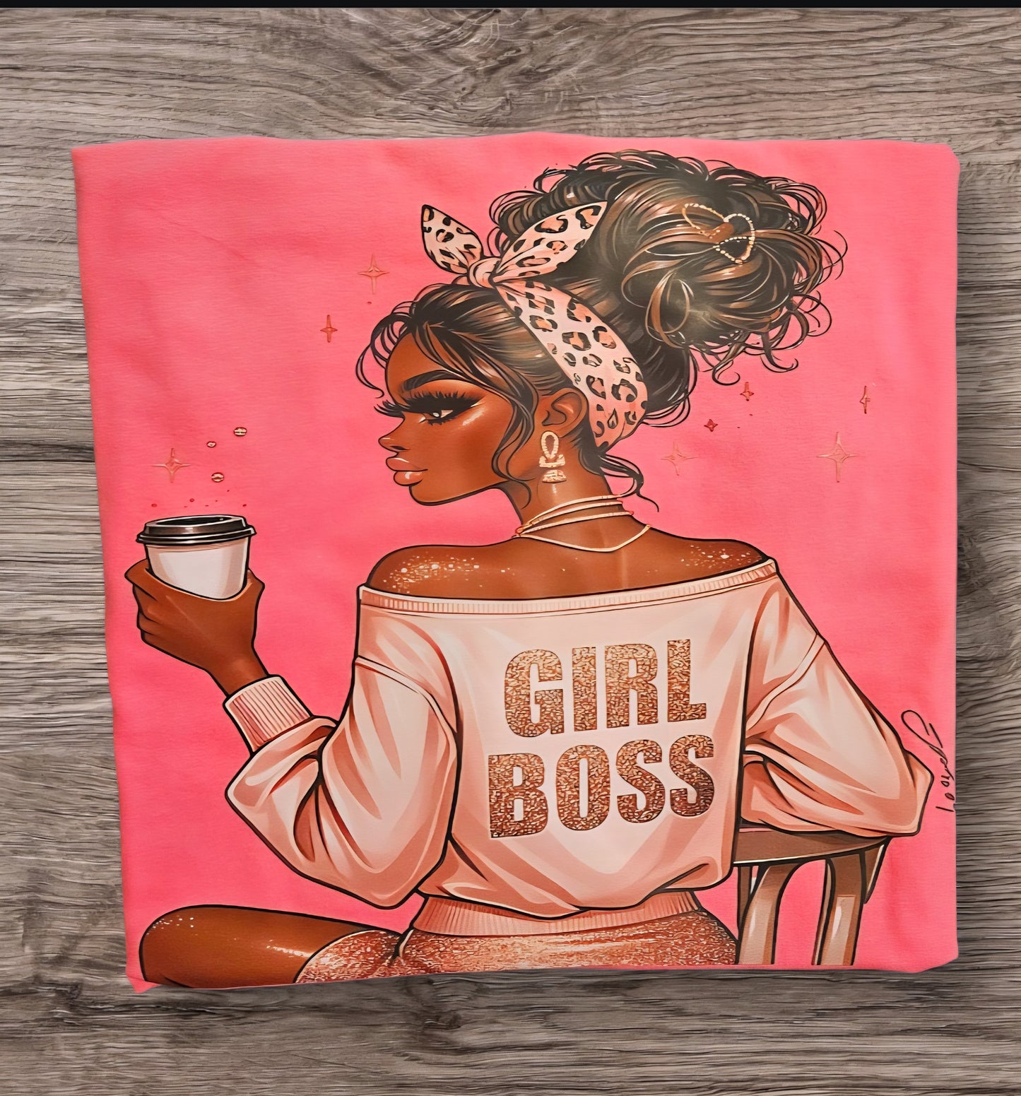 2XL Pink T-Shirt with Boss Girl Design