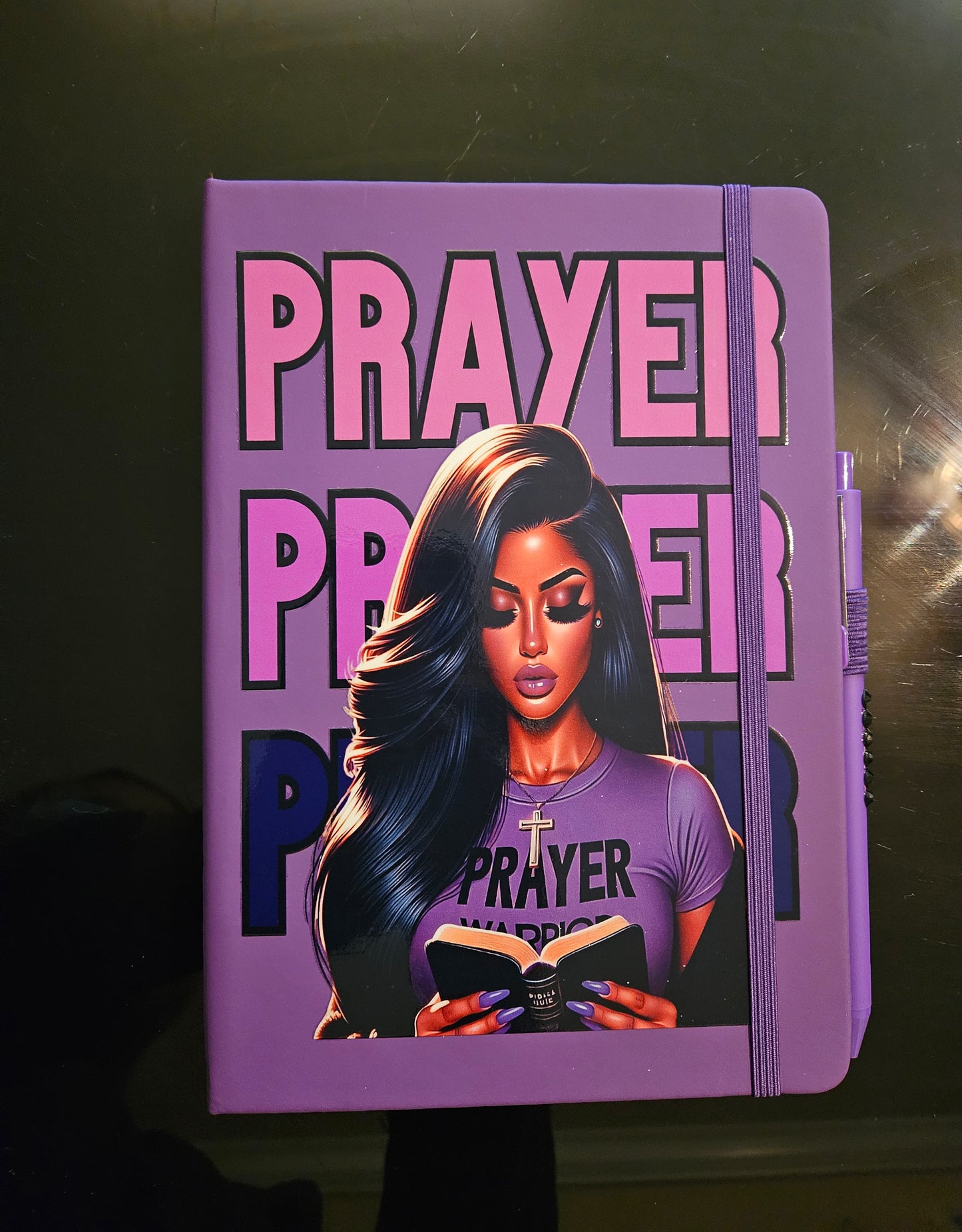 Purple Journal with the words Prayer and Bling Pen