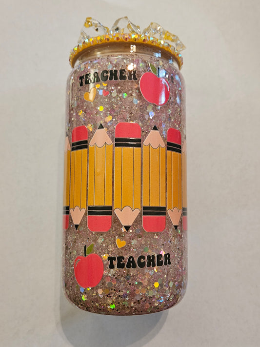 Teacher 16 oz still glitter tumbler