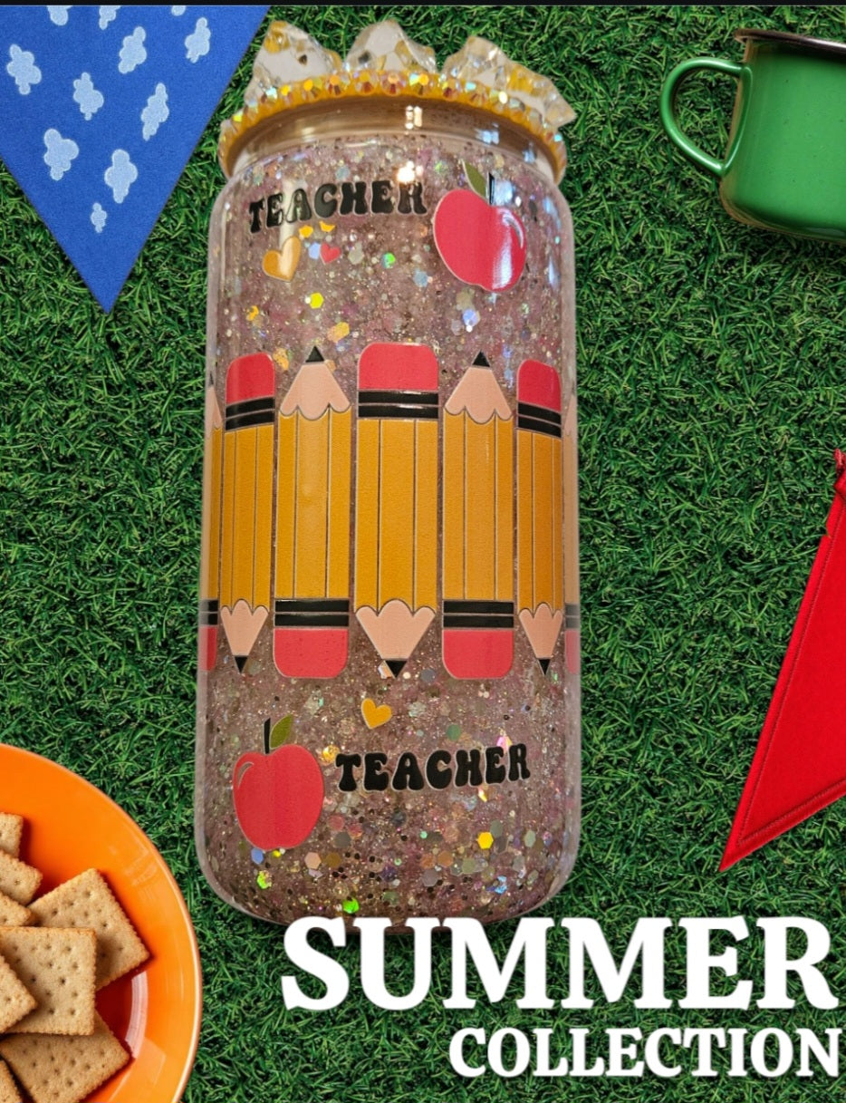 Teacher 16 oz still glitter tumbler
