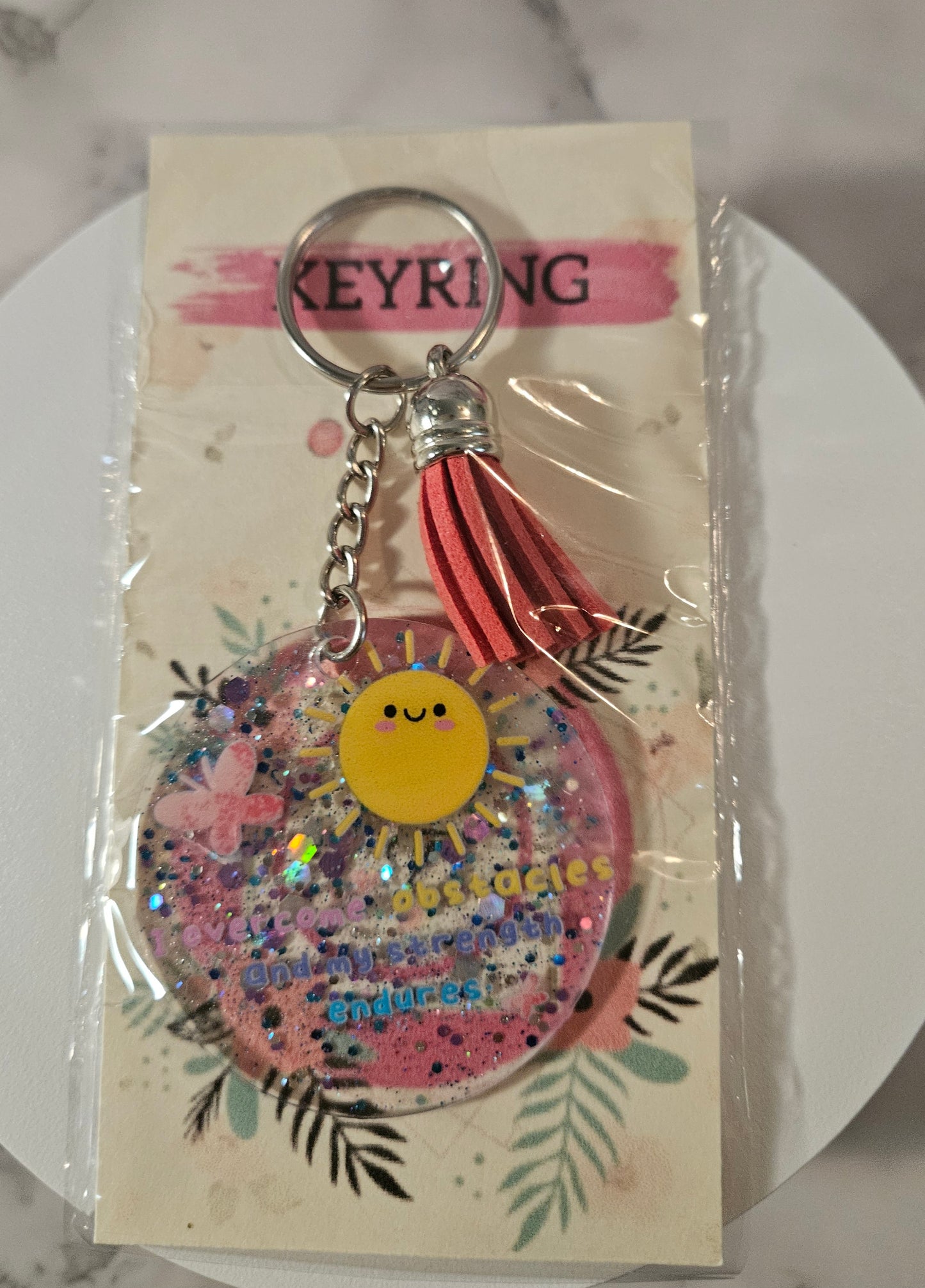 I Overcome Obstacles and my Strength Endures Keyring