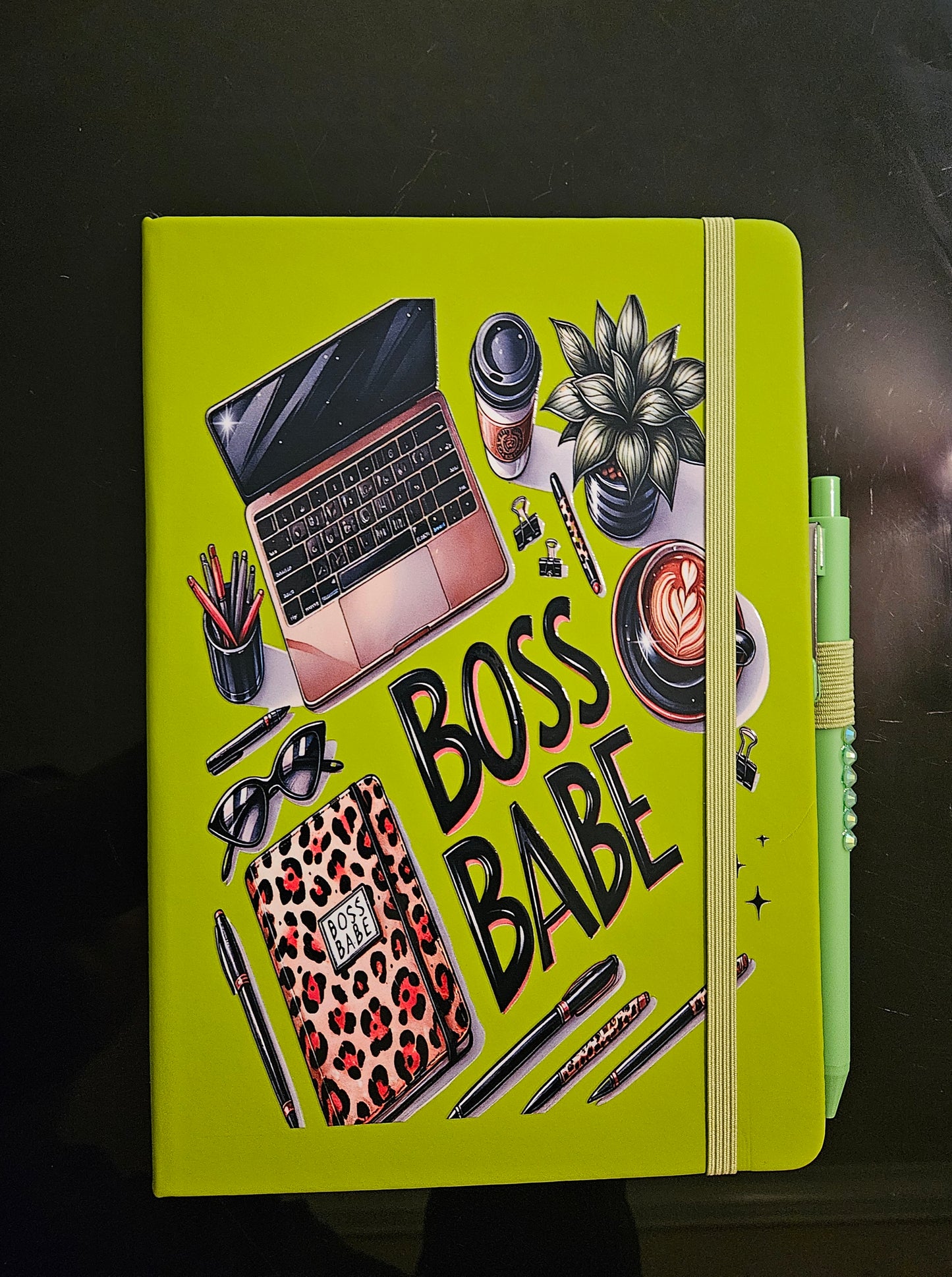 Green Boss Babe Journal with Bling Pen