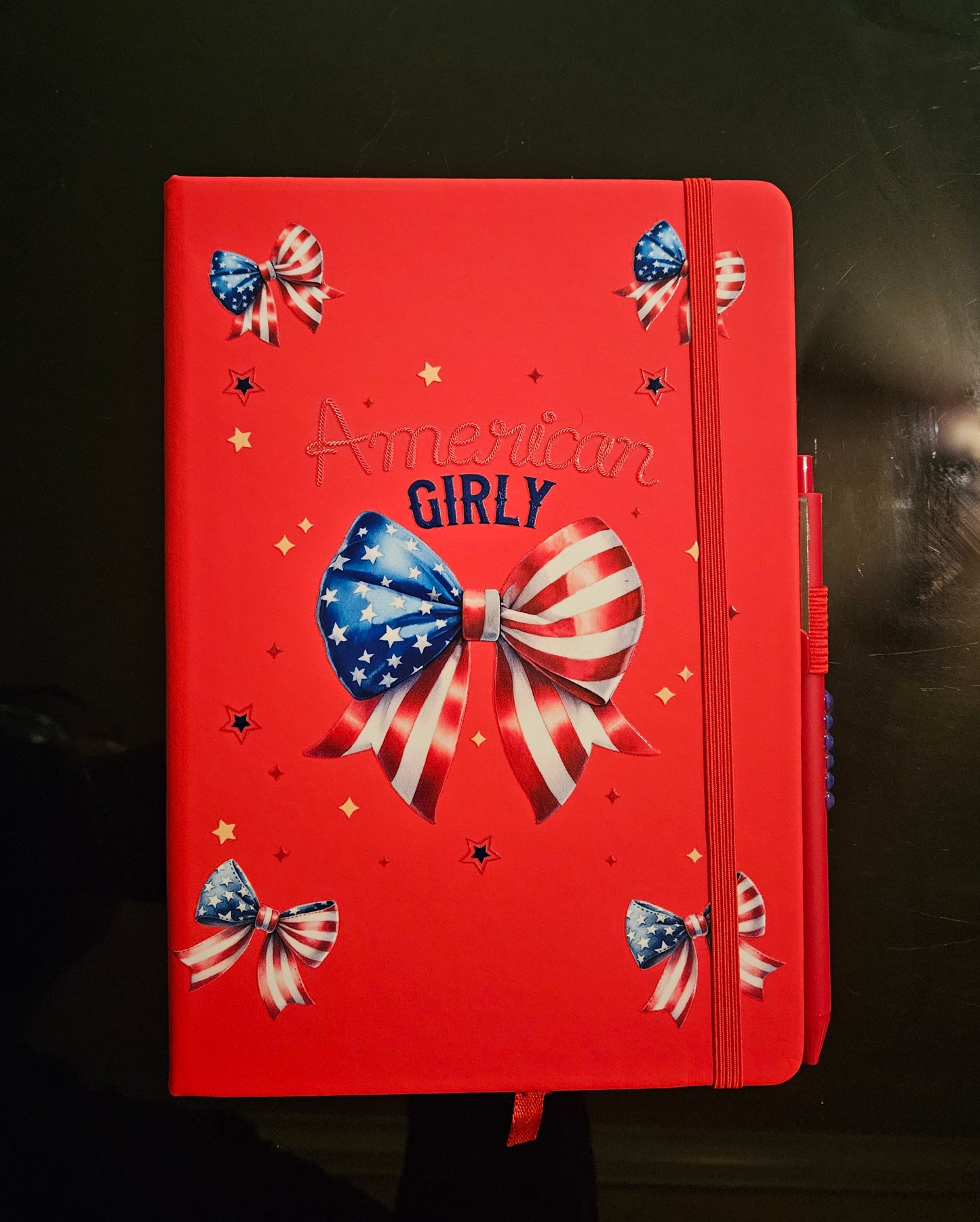 Red American Girly Journal with Bling Pen