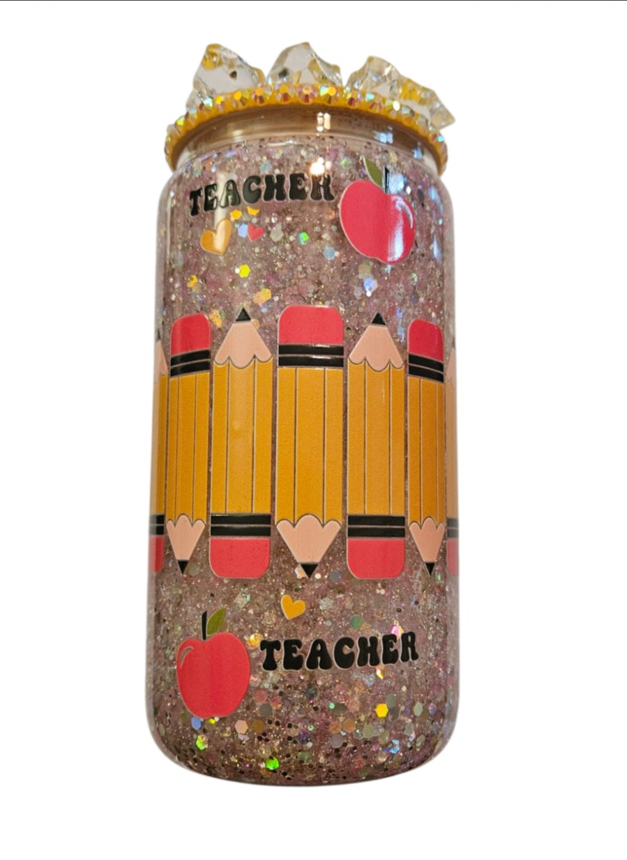 Teacher 16 oz still glitter tumbler