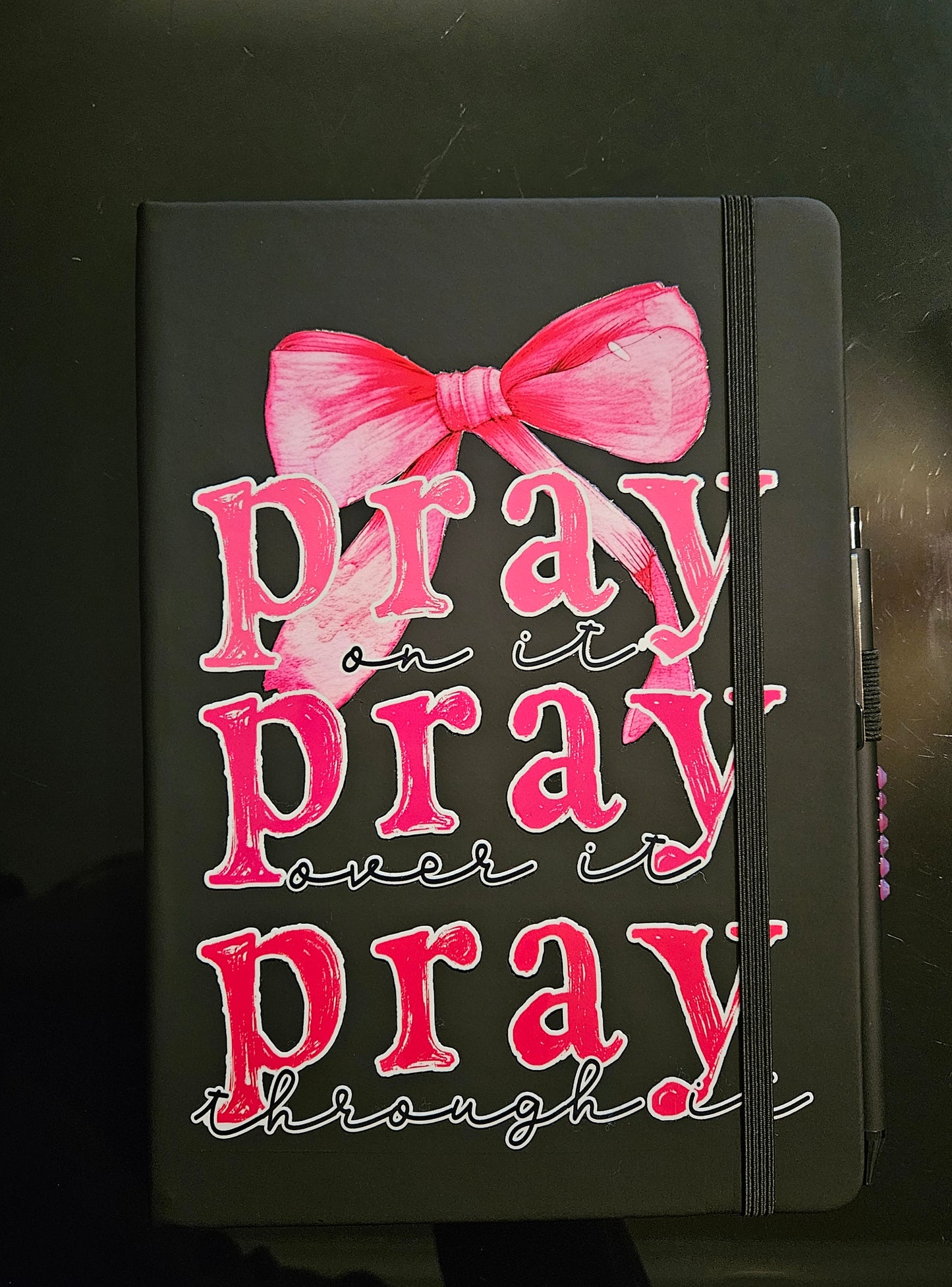 Black Journal with the words Pray with Bling Pen