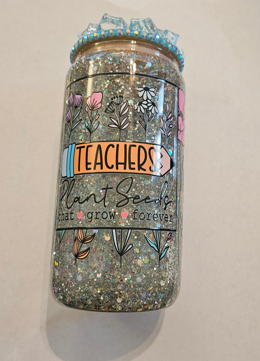 Teacher Still Snow Globe Tumbler with glitter