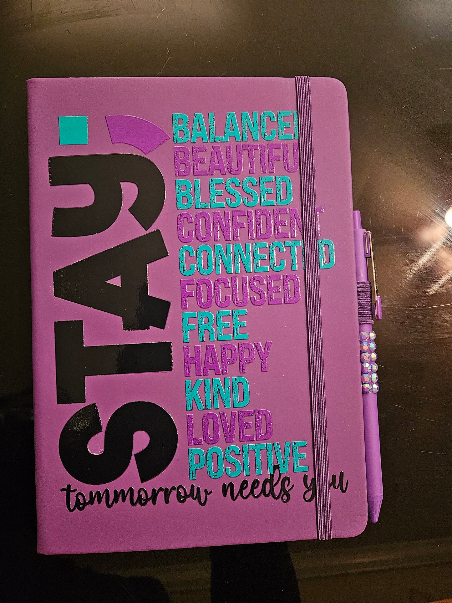 Lavender Purple Stay Beautiful Journal with Bling Pen