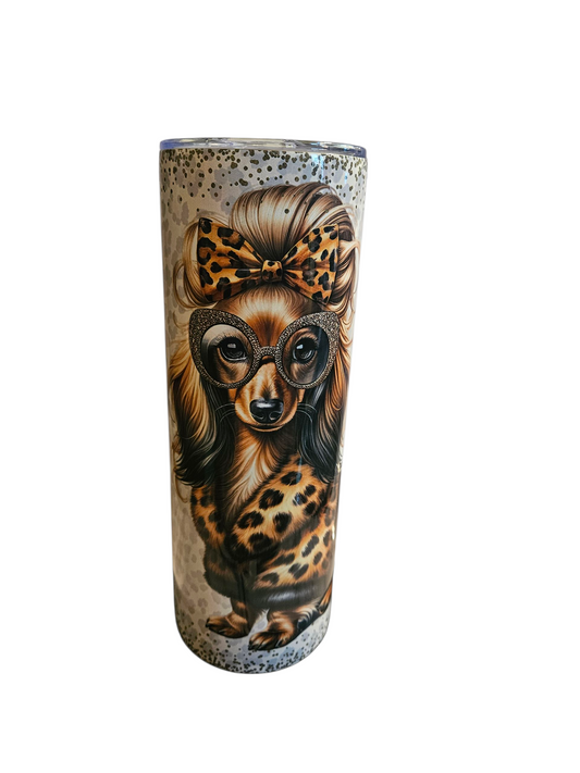 SASSY AND CLASSY DASHUND DOG- 20 OZ SKINNY TUMBLER