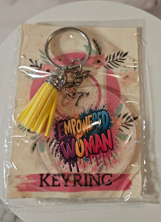 Clear Yellow Charm Empowered Woman Keyring